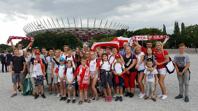 Kibice z pieczy zastępczej na Stadionie Narodowym w Warszawie