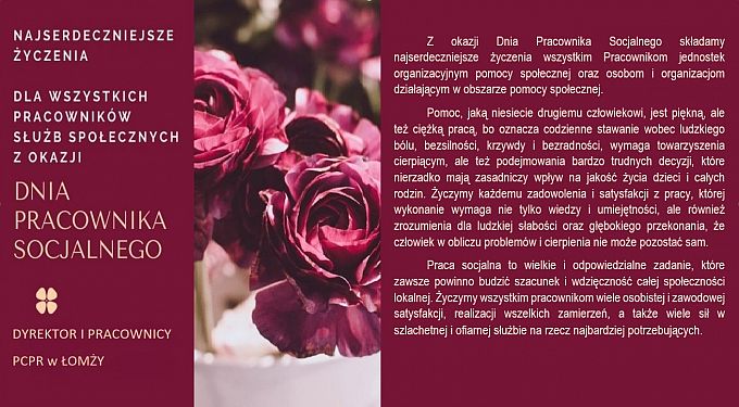Życzenia z okazji Dnia Pracownika Socjalnego